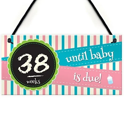 Image of RED OCEAN Weeks Baby Due Pregnancy Countdown Chalkboard Hanging Plaque Birth Gift Sign
