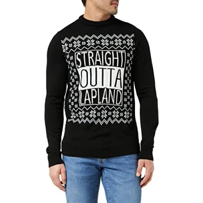 Image of FM London Unisex Novelty Christmas Long Sleeve Jumper, Straight Outta Lapland, L