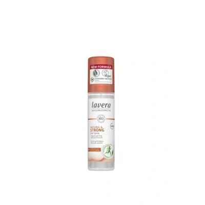 Image of lavera Deo Spray natural &amp; STRONG 48+ h vegan cosmetics organic ginseng minerals without aluminum 48 hours deodorant protection 75 ml