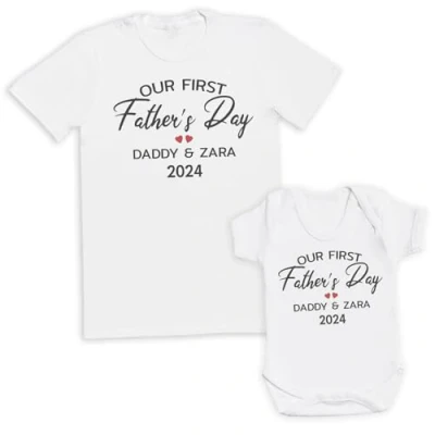 Image of The Gift Project Personalised Our First Father&#039;s Day Daddy and Name Matching Set Create Your Own (Sold Separately) White