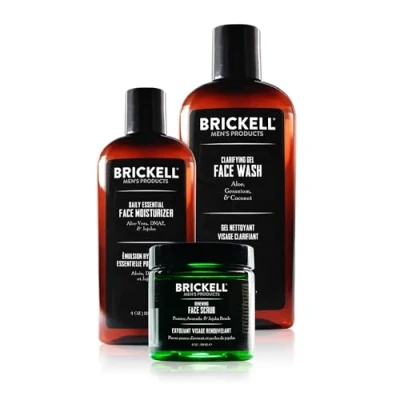 Image of Brickell Men&#039;s Daily Advanced Face Care Routine I, Gel Facial Cleanser Wash, Scrub, Moisturizer Lotion, Natural and Organic, Unscented
