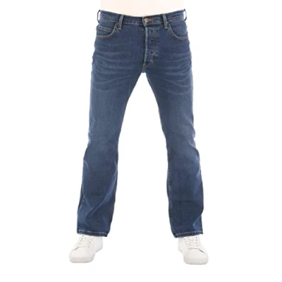 Image of Lee Men&#039;s Jeans Bootcut Denver Trousers Blue Men Cotton Stretch Denim W30 W31 W32 W33 W34 W36 W38 W40 W42 W44, Aged Alva (Lss1hdbf3), 38 W/32 L