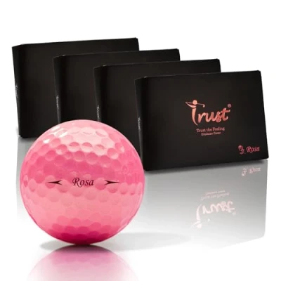 Image of Trust Golf Balls Rosa Tour Level Performance Stand Out Maximum Distance Straight Flight Stopping Power Crystal Urethane Cover for Ultimate Control (Pink, 48 Balls)