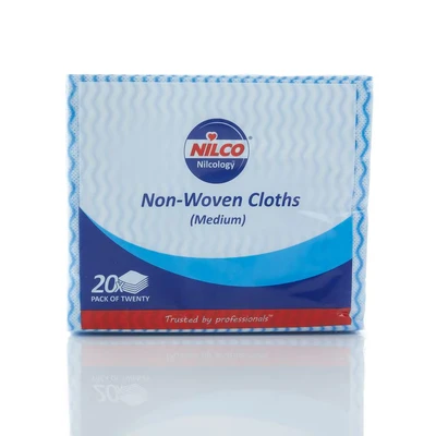 Image of Nilco Non Woven Cloths Durable, Absorbent, Reusable and Disposable Cleaning Towels for Household Commercial Use, Medium Blue 20 Pack