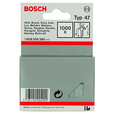 Image of Bosch Professional 1000x Nails Type 47 (for Natural Materials, Carpet, 1.8 x 1.27 28 mm, Accessories for Tacker, Staple Gun)