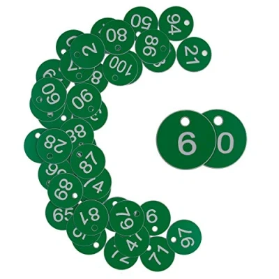 Image of Plastic ID Number Tags Engraved Key Without Rings (1 50, Green)