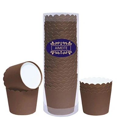 Image of AIMEITE Paper Cake Cases Liners Muffin Baking Cups Greaseproof Cupcake Wrapper Set of 24 (Brown)