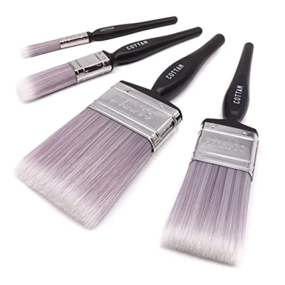 Image of COTTAM Synthetic Paint Brush Set of 4 Emulsion &amp; Gloss Brushes For Painting Decorating
