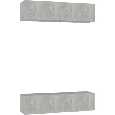 Image of vidaXL TV Cabinets 4 pcs Concrete Grey 60x30x30 cm Engineered Wood