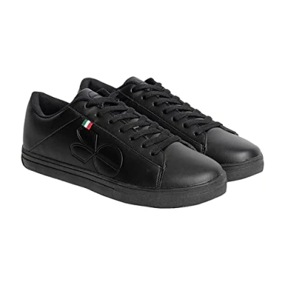 Image of Crosshatch Mens Trainers Lace up Casual Canvas Plimsolls Gym Pumps Flat Sneakers Boys UK by Jeanbase All Black 8