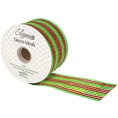 Image of Oaktree Metallic Deco Mesh, Red/Green, Small