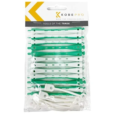 Image of Kobe Professional Hairdressing Perm Rods with Rubbers Non Slip, Curling Tools for Wet/Dry Hair, Durable &amp; Reusable Ideal Salons Home Use Green/White 6 mm