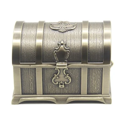 Image of AVESON Rectangle Vintage Metal Treasure Chest Trinket Jewelry Box Gift Ring Case for Girls Ladies Women, Medium, Bronze