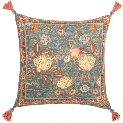 Image of Wylder Nature Bolais Tasselled Feather Filled Cushion Blue Cotton Size 50 cm x