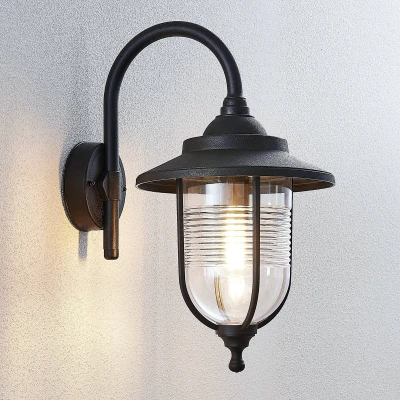 Image of Outdoor Wall Light &#039;Naisha&#039; dimmable (Modern) in Black (1 Source, E27) from Lindby lamp for Exterior/Interior Walls, House, Terrace und Balcony