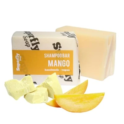 Image of Natural Shampoo Bar. Mango scented. Handmade. Nourishing 98% ingredients, vegan friendly for normal to dry and coloured hair. Min100g