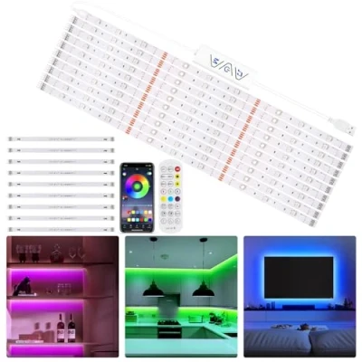 Image of LXLQZXW Under Cabinet Lights, 16.4 FT LED Lights,10 PCS Flexible Strip Lights with Remote Control,Color Changing for Kitchen Cabinets, Cupboards, Closets, Stairs, Shelf and Bed