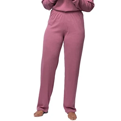 Image of greenjama Women&#039;s Derby Rib GOTS Certified Pyjama Bottoms, Grape, 16, grape