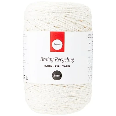 Image of Rayher Braidy Recycling Yarn for Craft, 42009104, 2mm, approx. 250m, Ivory