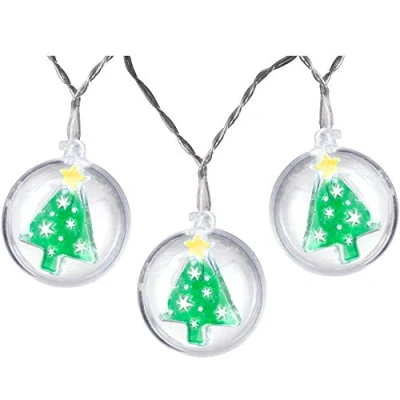 Image of WeRChristmas Bauble LED String Lights with Christmas Trees, Multi Colour, 5cm