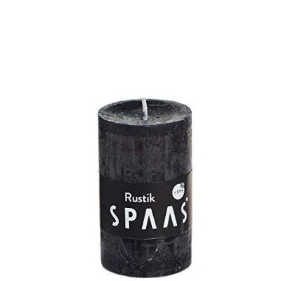 Image of Spaas 12 Rustic Unscented Pillar Candles 48/80 mm, ± 17 Hours, Black