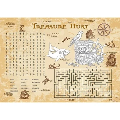 Image of A4 Pirate Kids Activity Placemat Sheet