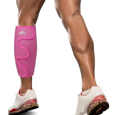 Image of supregear Calf Support Brace, Adjustable Shin Splint Compression Wrap Sleeve for Muscle Swelling Pain Relief Hiking Training Comfortable Breathable Men and Women, Pink