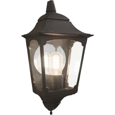 Image of Chapel 1 Light Outdoor Wall Half Lantern Black IP44, E27