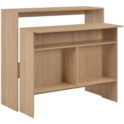 Image of vidaXL Bar Table with 2 Tops Oak 130x40x120 cm