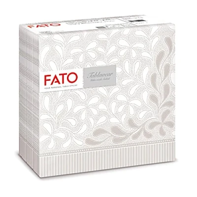 Image of Fato Dry Paper Napkins, airlaid, Fabric Effect, Pack of 50, Size 40 x Folded in 4, Design Botanic Dust