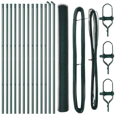 Image of vidaXL Hexagon Fence Green 1.6x25 m Steel