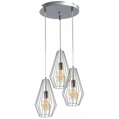 Image of Lex Cluster Pendant Ceiling Light Silver, 32cm, 3x E27