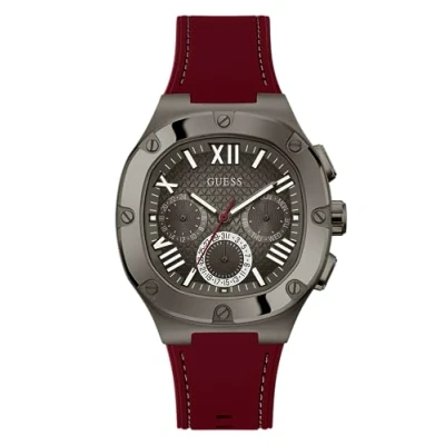 Image of GUESS Men&#039;s 42mm Watch Red Strap Gunmetal Dial Case, Red, Classic