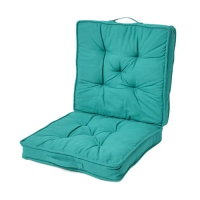Image of HOMESCAPES Teal Travel Booster Cushion Large Firm 50 cm Square Seat Pad and Backrest Luxury Thick Soft Cotton Supportive Car For The Elderly, Post Operative Lumbar Support