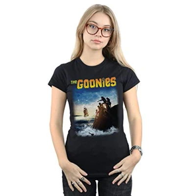 Image of Absolute Cult The Goonies Women&#039;s Ship Poster T Shirt Black Large