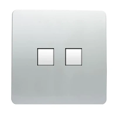 Image of Trendi Artistic Modern Glossy Tactile 2 Gang Telephone Socket Silver ART 2TLPSI