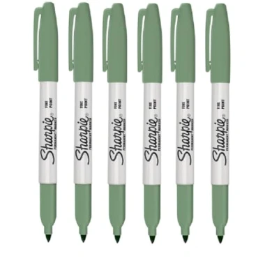 Image of Sharpie Fine Point Permanent Marker Pen Jasper Green 6 Pack