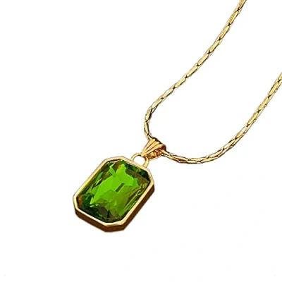 Image of KONFEN Pendant Necklaces for Women, 18K Gold Necklace with Green Crystal, Ladies Crystal Y Chain Costume Jewellery Mum Her Wife Girlfriend Anniversary Birthday Christmas Valentines