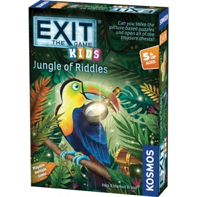 Image of Thames &amp; Kosmos EXIT: Kids Jungle of Riddles, Escape Room Card Game, Family Games For Game Night, Board Adults and Kids, 1 to 4 Players, Ages 5+, Black