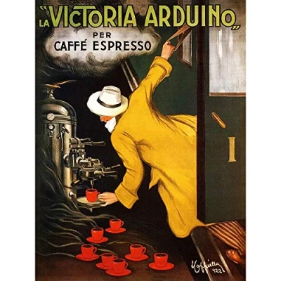 Image of Artery8 Cappiello 1922 Advert Coffee Victoria Arduino Premium Wall Art Canvas Print 18X24 Inch