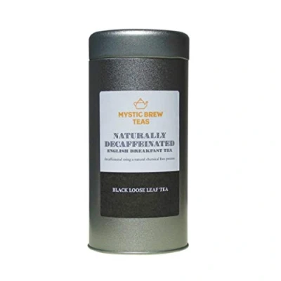 Image of Mystic Brew Teas Naturally Decaffeinated English Breakfast Loose Leaf Tea 100 Grams Caddy