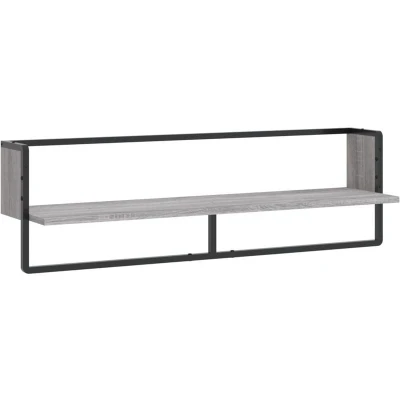Image of vidaXL Wall Shelf with Bar Grey Sonoma 100x25x30 cm