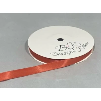 Image of 1 roll of 10mm Satin Ribbon x 25 metres Dusky Burnt Orange Double Sided 10 mm 1cm
