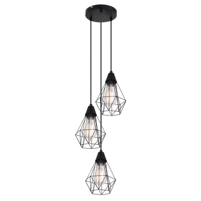 Image of Isabella Cluster Pendant Ceiling Light Matt Black 3x E27