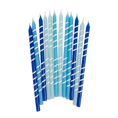 Image of Talking Tables Blue Birthday Candles with Holders Fun Cake Topper Decorations for Boys or Girls Party Pack of 12, 12.5cm Size