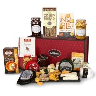 Image of Hay Hampers Cheese Selection Gift Set Hamper Basket &amp; Men, Gifts for Women Couples Parents