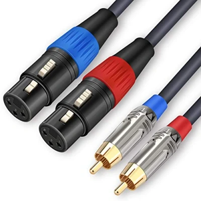 Image of JOLGOO Dual XLR to RCA Cable, Female Male 2 HiFi Audio 4N OFC Wire, for Amplifier Mixer Microphone, 1 Meter