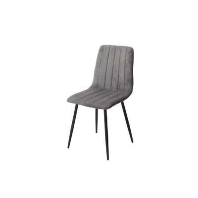Image of Contemporary Straight Stitch Grey Dining Chair, Black Tapered Legs (Pair)