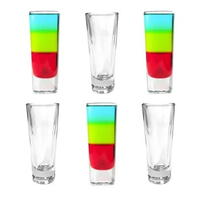 Image of Chabrias Ltd Indro Vodka Shot Glasses Tall with Thick Base, Set, Glasses, Glass, Dishwasher Safe (6, 60ml (2oz))