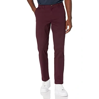 Image of Amazon Essentials Men&#039;s Straight Fit Casual Stretch Chino Trouser, Burgundy, 34W / 33L